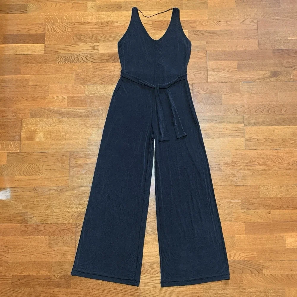 Lululemon Principal Dancer Black Jumpsuit Comfy Size 6 Wide Leg Belted Boho - Picture 1 of 16